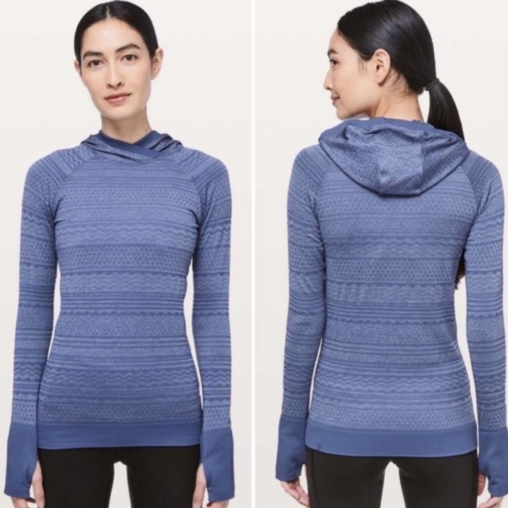 Lululemon Rest Less Hoodie Gatsby Blue Lightweight Pullover Hoodie Size 4 EUC